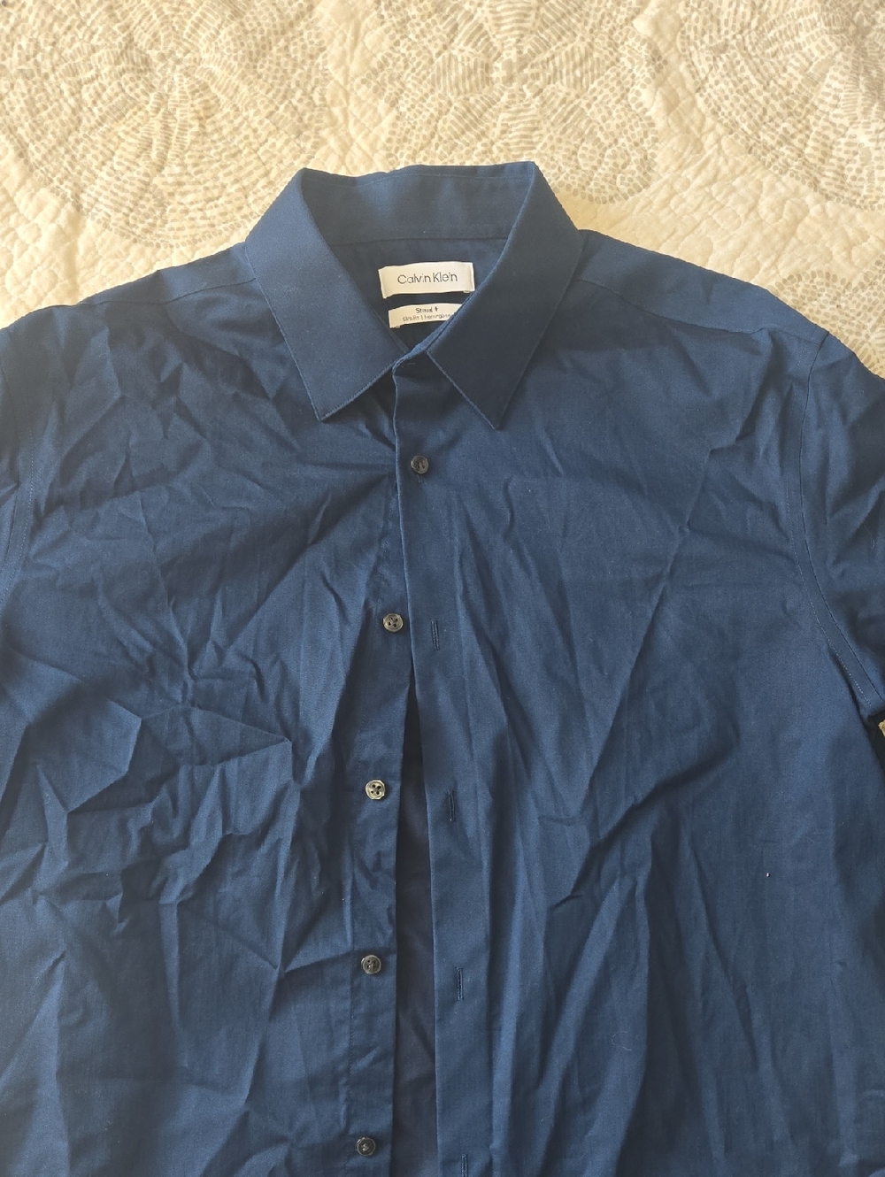 Calvin Klein Men's Dark Blue Button-Up Dress Shirt